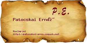 Patocskai Ernő névjegykártya